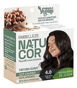 Tintura Capilar Natucor Vegana Sem Amônia 4.0 Castanho Médio