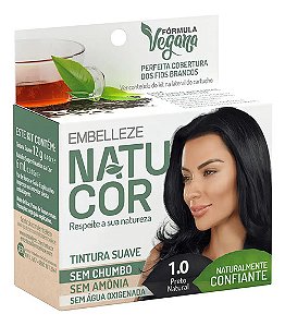 Tintura Capilar Natucor  Vegana Sem Amônia 1.0 Preto Natural