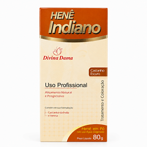 Henê Indiano em Pó Castanho Escuro 80g Alisa e tinge Cabelos