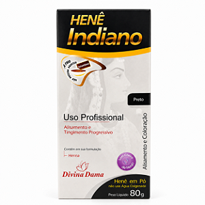 Henê Indiano em Pó Preto 80g Alisa e tinge Cabelos