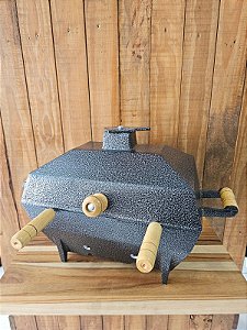 Churrasqueira Quadrada Pequena à Bafo com Pintura Eletrostática Preta