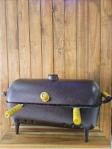 Churrasqueira Redonda Grande à Bafo com Pintura Eletrostática Cereja