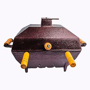 Churrasqueira Quadrada Pequena à Bafo com Pintura Eletrostática Cereja