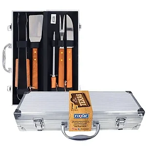 Kit Churrasco em Inox 6 Peças Maleta