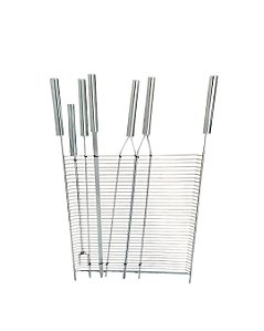 Kit Grelha, Espetos e Garfo Inox 304