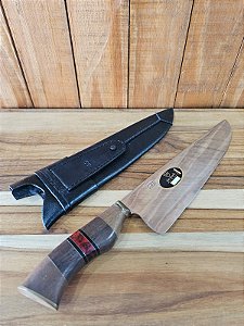 Faca Picanheira Premium 10" Aço Cirúrgico Cabo de Madeira Trabalhado SG