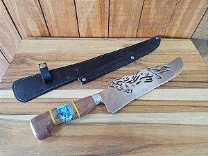 Faca Artística Cavalo 10" Aço Cirúrgico Cabo de Madeira Trabalhado