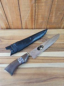 Faca Ponta Fina 10" Aço Cirúrgico Cabo de Madeira Trabalhado SG