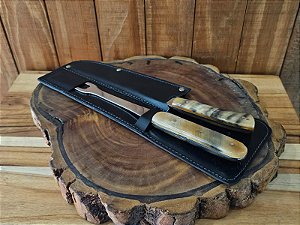 Conjunto Faca e Garfo 8" Aço Cirúrgico Cabo Casco de Cavalo