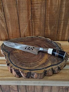 Faca Pai 10" Aço Cirúrgico Cabo de Madeira Trabalhado Preto e Branco