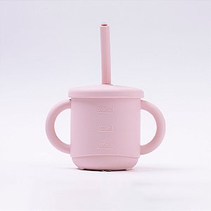 COPO DE SILICONE INFANTIL ROSA COM ALÇA E DUAS OPÇÕES DE TAMPAS 270ML PETIT PIÁ