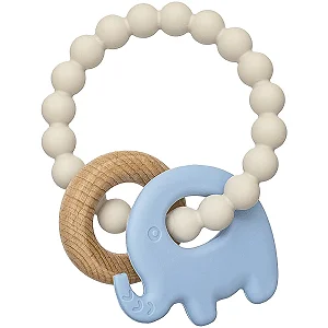 Mordedor em Silicone e Bambu Elefante Azul (4m+) - Buba