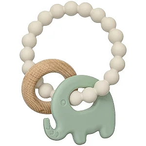 Mordedor em Silicone e Bambu Elefante Verde (4m+) - Buba