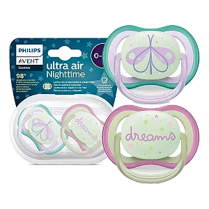 CHUPETA ULTRA AIR NOTURNO DUPLA DECO 0-6M VD/RS