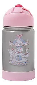 Garrafa Flip Térmica Infantil Carrossel  com Alça de Silicone Büp Baby