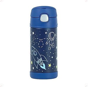 Garrafa Térmica Thermos Infantil Astronauta, Azul Espaço 355 ml