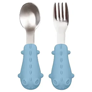 Buba Kit Talheres Cabo Em Silicone Azul