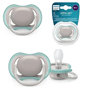 Chupeta  Ultra  Air Unitar. Cinza E Verde 18M+ - Philips Avent