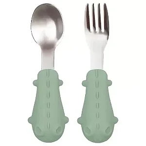 Kit Talheres de Inox e Cabo de Silicone Verde - Buba