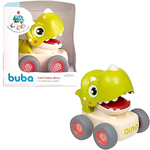 Carrinho Dino Com Fricção E Apito Verde Claro Bebê 12M