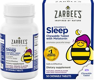 Comprimidos mastigáveis ​​de melatonina para ajudar a dormir Zarbee's Kids, 1 mg/ 50 Capsúlas