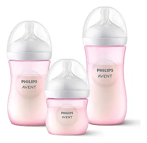 Kit 3 Mamadeiras Philips Avent Petala Rosa 125, 260 E 330 Ml