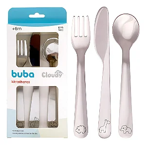 Kit Talheres Em Aço Inox Garfo Faca Colher Cloudy 6m+ Buba