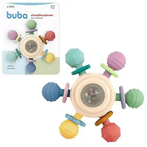 Mordedor Chocalho Colorido Spinner com Ventosa Buba