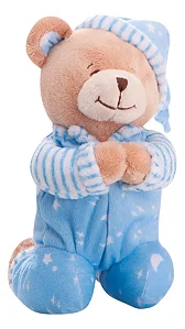 Ursinho Que Reza Azul Pelúcia 24 cm