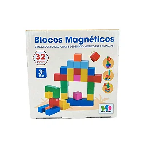Cubos Magnéticos 32 Peças Blocos de Montar