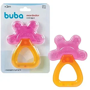 Mordedor de Água Massageador Gengiva Buba Laranja/Rosa