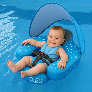 Bóia Flutuador Piscina Bebê Nash Proteção UV/ Azul