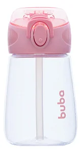 Garrafinha Tritan Rosa com Canudo Buba
