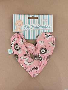Babador Bandana Impermeavel- Rosa Animais