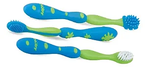 Kit Cuidado Oral Nuby 3 Estágios Azul BPA Free