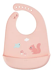 Babador Bebê Silicone Buba Impermeável Pega Migalhas Cloudy Cor Rosa