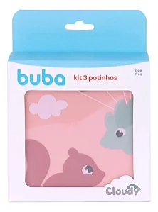Kit 3 Potinhos Cloudy Para Comida Lanche Infantil - Buba Rosa
