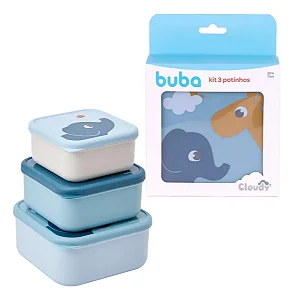 Kit 3 Potinhos Com Tampa Cloudy Azul 21761 - Buba