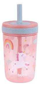 Copo Com Canudo Infantil Antivazamento 400ml - Buba