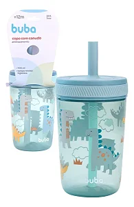 Copo Com Canudo Infantil Antivazamento 400ml - Buba / Magic Dino
