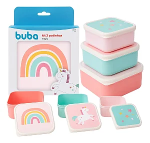 Kit 3 Potinhos Cloudy Para Comida Lanche Infantil - Buba Unocórnio