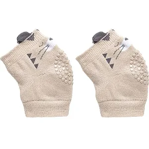 Joelheira Para Bebê Antiderrapante Tigre Bege