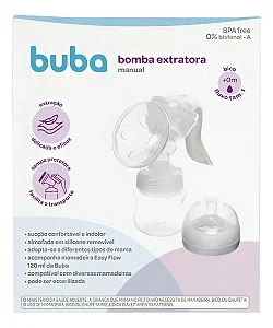 Bomba Extratora Manual Buba com Mamadeira 120ml | Tira Leite Manual | BPA Free |Extração Confortável