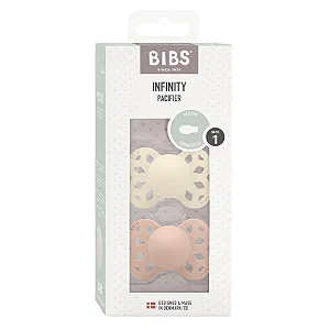 Chupetas Infinity Silicone Areia e Rosa Bebê Tam 1 Kit com 2 unid - Bibs