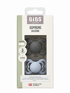 Chupetas Supreme Grafite e Azul Bebê Tam 2 (Kit com duas) - Bibs