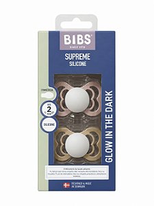 Chupetas Brilham no Escuro Rosa Bebê e Baunilha Tam 2 (Kit com duas) - Bibs