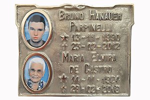 Placa Para Túmulo Bronze 20x25 Duas Fotos
