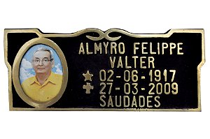 Placa  Para Túmulo Em Bronze Tradicional Com Foto(tam:10x25)