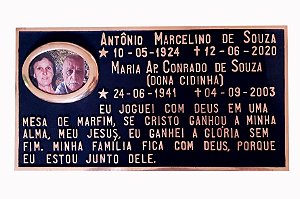Placa em bronze 30x40 com foto 09x12