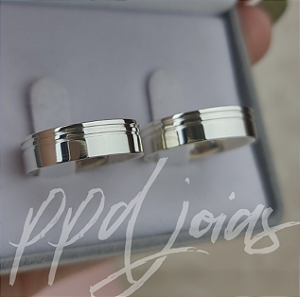 Par de Alianças Melin (6mm) - Prata 950